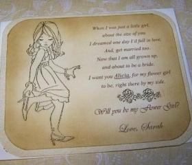 Will You Be My Flower Girl - Vintage Appearance - Personalized - Gold Embossed Luxury Keepsake - Card
